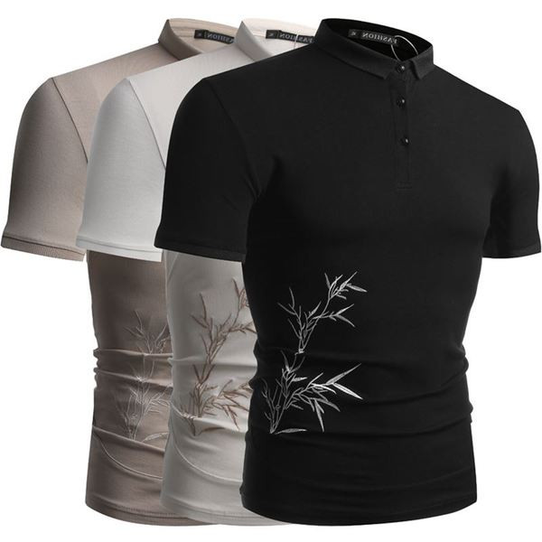 Modern férfi póló három színben hímzéssel