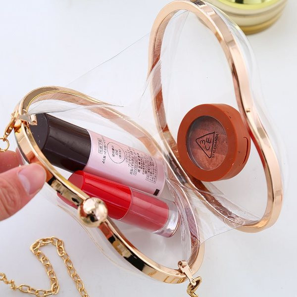 Átlátszó női kulcs / szív alakú táska ezüst és arany színben