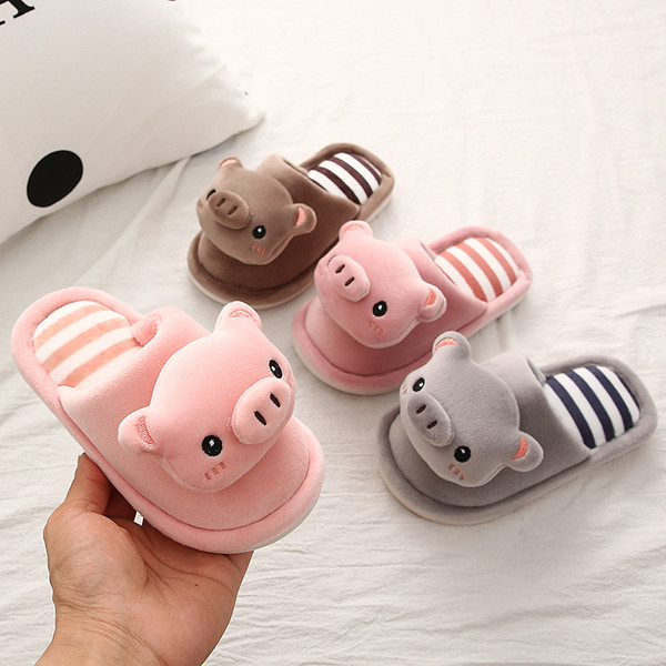 Modern children`s slippers with 3D decoration in several colors