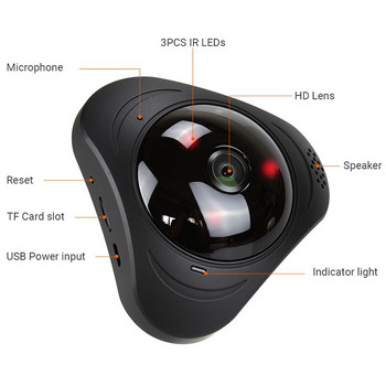 360 градусова камера за видеонаблюдение с нощно виждане и WiFi