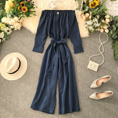 Μοντέρνα γυναικεία ολοσωμη φόρμα με μανίκια και ζώνη σε διάφορα χρώματα