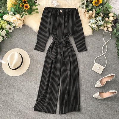 Μοντέρνα γυναικεία ολοσωμη φόρμα με μανίκια και ζώνη σε διάφορα χρώματα