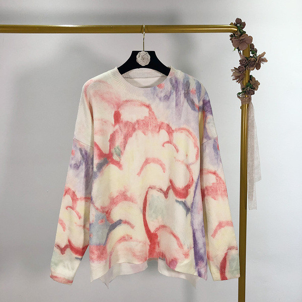 Széles, hosszú ujjú pulóver irizáló színekben