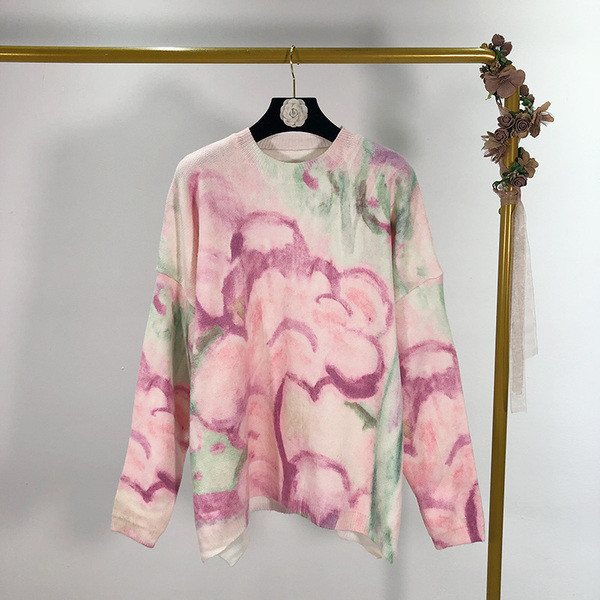 Széles, hosszú ujjú pulóver irizáló színekben