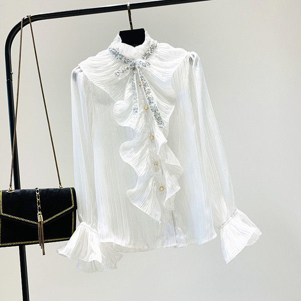 Új modell modern női ing lótusz ujjal, három színben