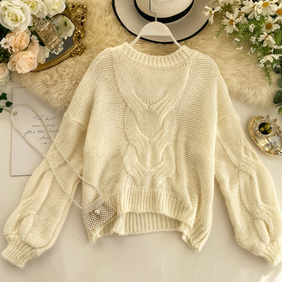 Női alkalmi pulóver ovális nyakkivágással, kék, narancssárga és bézs színben