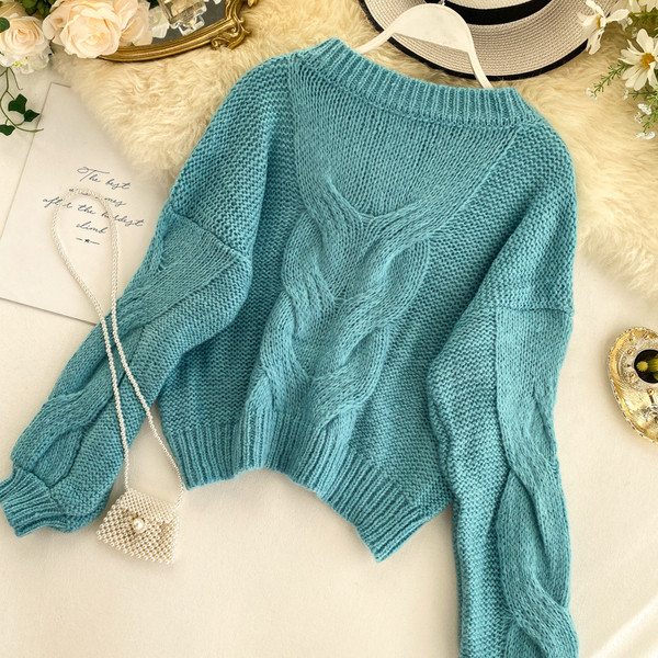 Női alkalmi pulóver ovális nyakkivágással, kék, narancssárga és bézs színben