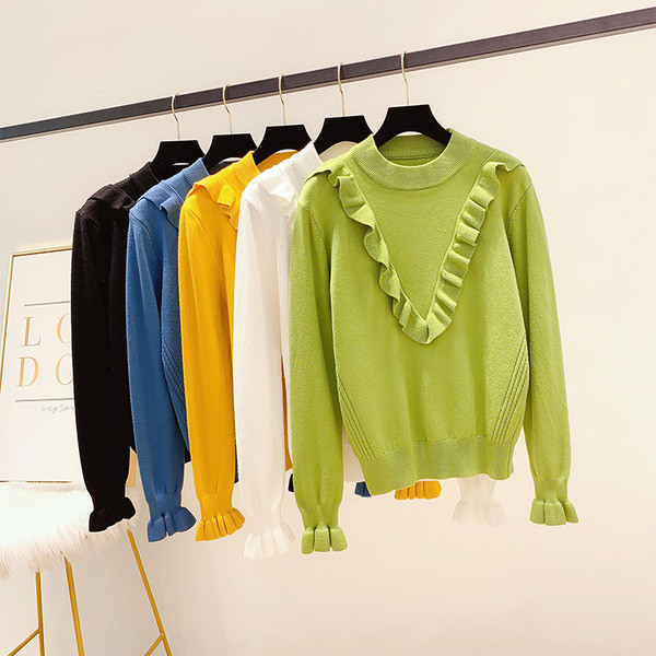 Női pulóver O-nyakkal, több színben