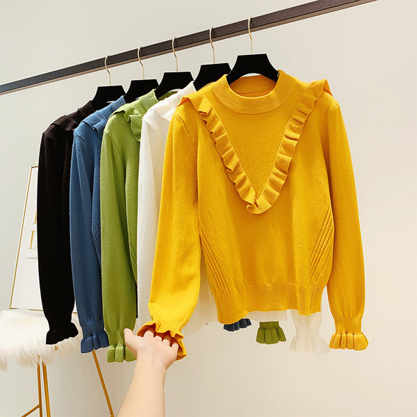 Női pulóver O-nyakkal, több színben