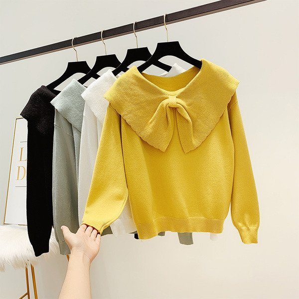 Női hosszú ujjú pulóver és gallér négy színben