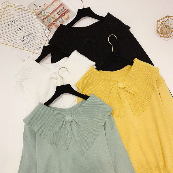 Női hosszú ujjú pulóver és gallér négy színben