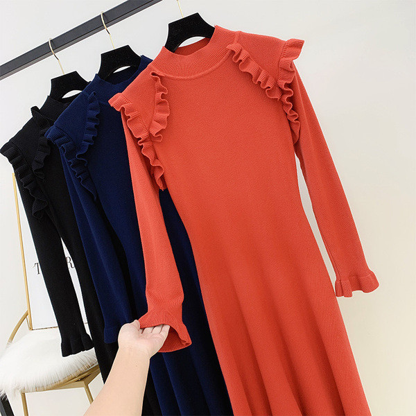 Lezser női ruha hosszú ujjal, három színben