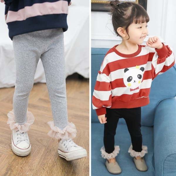 Modern gyerek leggings lányoknak fekete és szürke színben