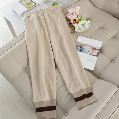 Плетен дамски панталон с еластична талия и джобове в няколко цвята