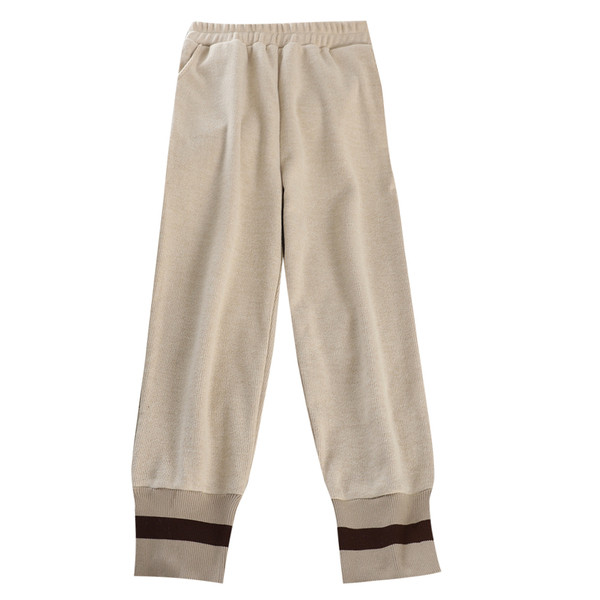 Плетен дамски панталон с еластична талия и джобове в няколко цвята