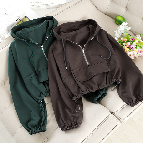 Kapucnis és cipzáras női pulóver négy színben