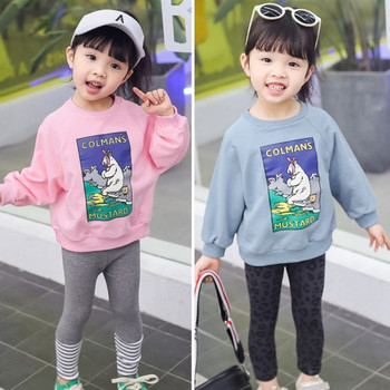 Ежедневна детска блуза с апликация в два цвята за момичета