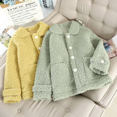 Дамско пухено палто с копчета и джобове в различни цветове