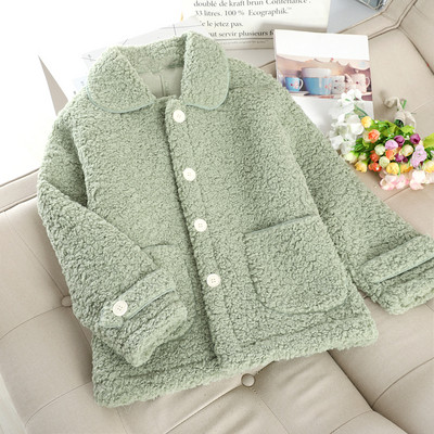 Дамско пухено палто с копчета и джобове в различни цветове