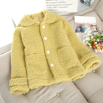 Дамско пухено палто с копчета и джобове в различни цветове