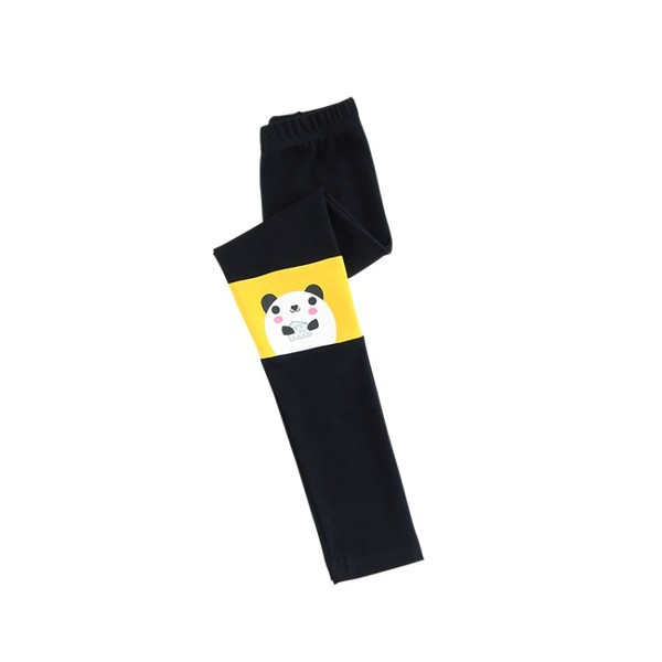 Gyermek leggings lányoknak fekete színben, rátéttel