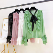 Cămașă modernă de damă cu panglică în patru culori