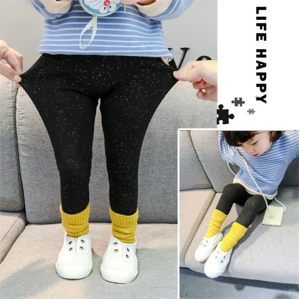 Καθημερινό παιιδκό κολάν σε μαύρο χρώμα με γυαλιστερό αποτέλεσμα