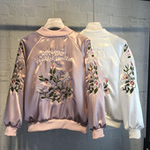 Modern női kabát hímzéssel és O-nyakkal, több színben