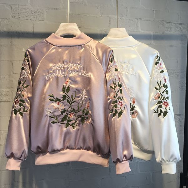 Modern női kabát hímzéssel és O-nyakkal, több színben