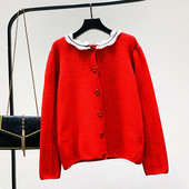 Új modell aktuális női mellény fekete, piros és zöld gombokkal