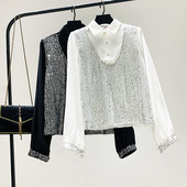 Camasa de dama model nou cu guler clasic si paiete in trei culori