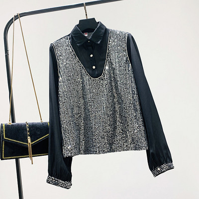 Camasa de dama model nou cu guler clasic si paiete in trei culori