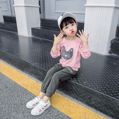 Modern, két részből álló gyerekkészlet, két színben hímzéssel lányoknak