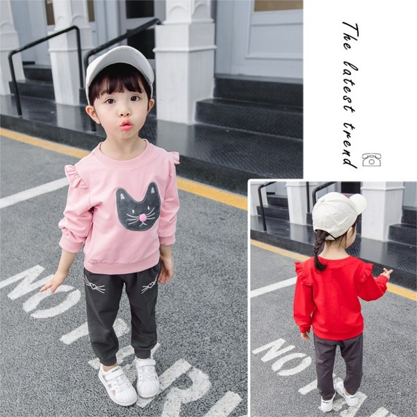 Modern, két részből álló gyerekkészlet, két színben hímzéssel lányoknak