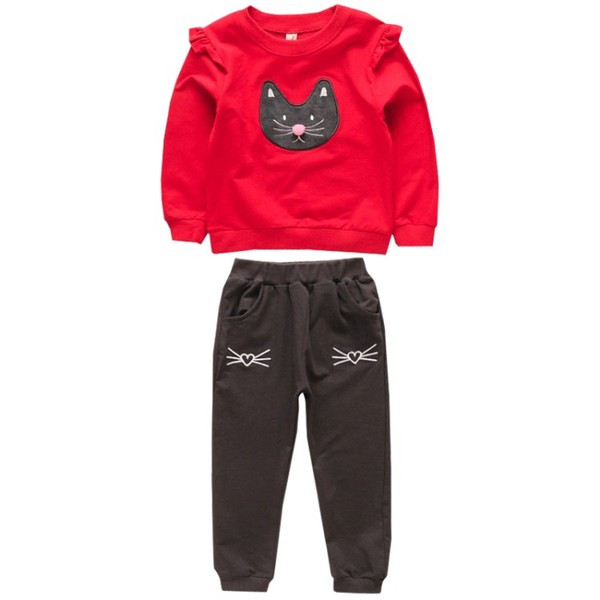 Modern, két részből álló gyerekkészlet, két színben hímzéssel lányoknak