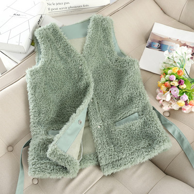 Vesta de puf de dama cu curea in talie in mai multe culori