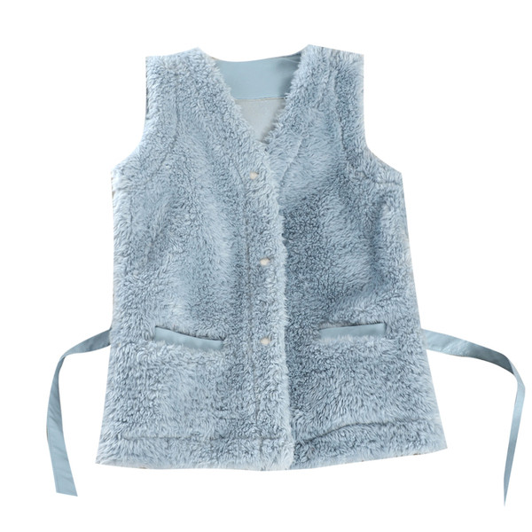 Vesta de puf de dama cu curea in talie in mai multe culori