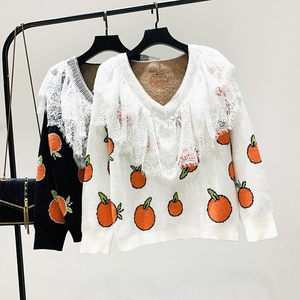 Új modell női pulóver tüll és spitz nyakkivágással több színben