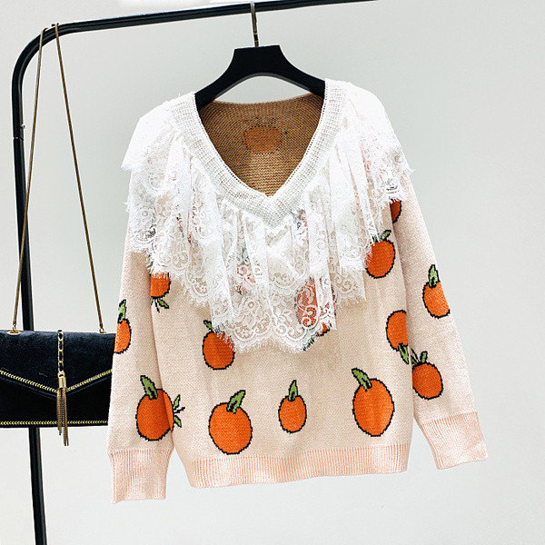 Új modell női pulóver tüll és spitz nyakkivágással több színben