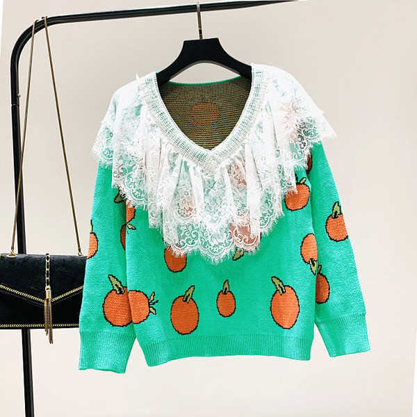 Új modell női pulóver tüll és spitz nyakkivágással több színben