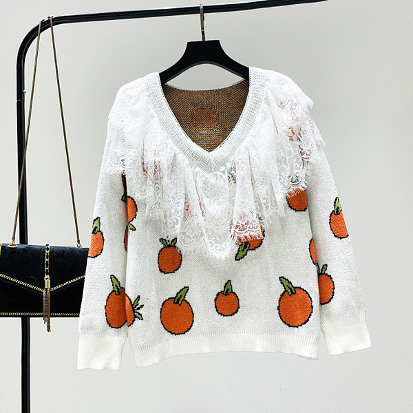 Új modell női pulóver tüll és spitz nyakkivágással több színben