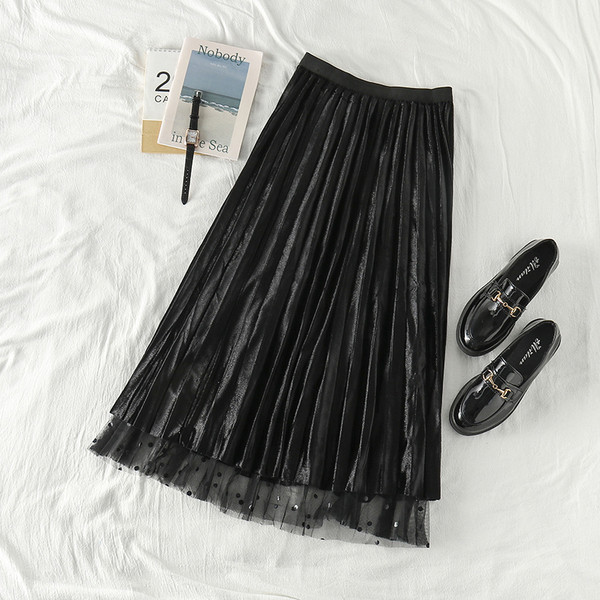 Γυναικεία φούστα με ψηλή μέση σε δύο χρώματα