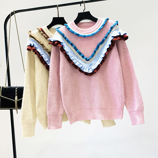 Pulover de damă modern cu decolteu O și mâneci lungi - mai multe culori