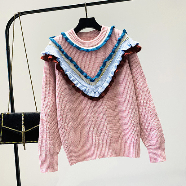 Pulover de damă modern cu decolteu O și mâneci lungi - mai multe culori