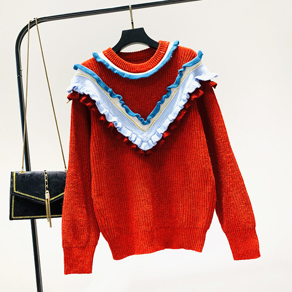 Pulover de damă modern cu decolteu O și mâneci lungi - mai multe culori