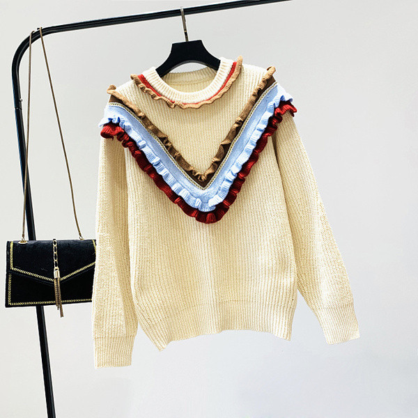 Pulover de damă modern cu decolteu O și mâneci lungi - mai multe culori