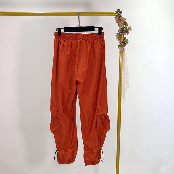 Pantaloni casual cu buzunare laterale si cravate in doua culori