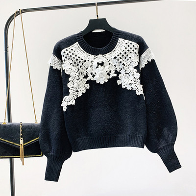 Új modell női pulóver O-nyakkal, fehér, fekete, zöld és narancs színben