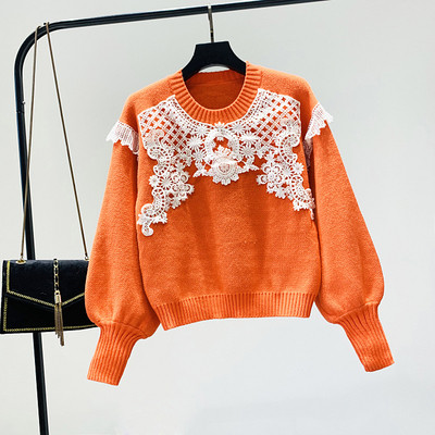 Új modell női pulóver O-nyakkal, fehér, fekete, zöld és narancs színben