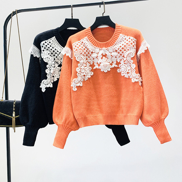 Új modell női pulóver O-nyakkal, fehér, fekete, zöld és narancs színben